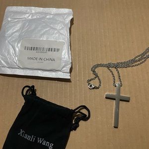 Xianli Wang Silver Cross Necklace With Chain-NWT